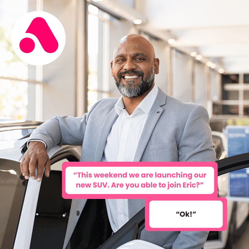 Car Salesman sending a personal video message
