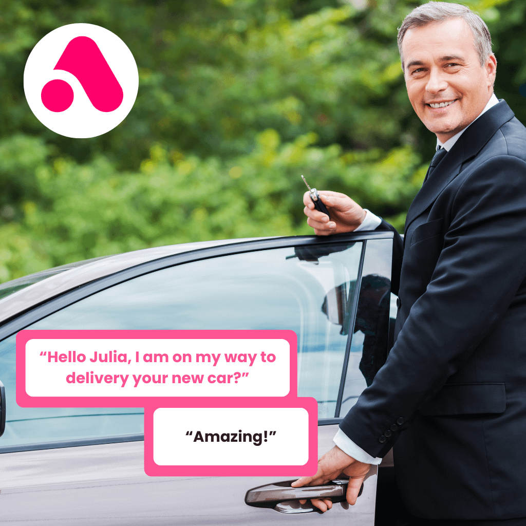 Car Salesman sending a personal video message