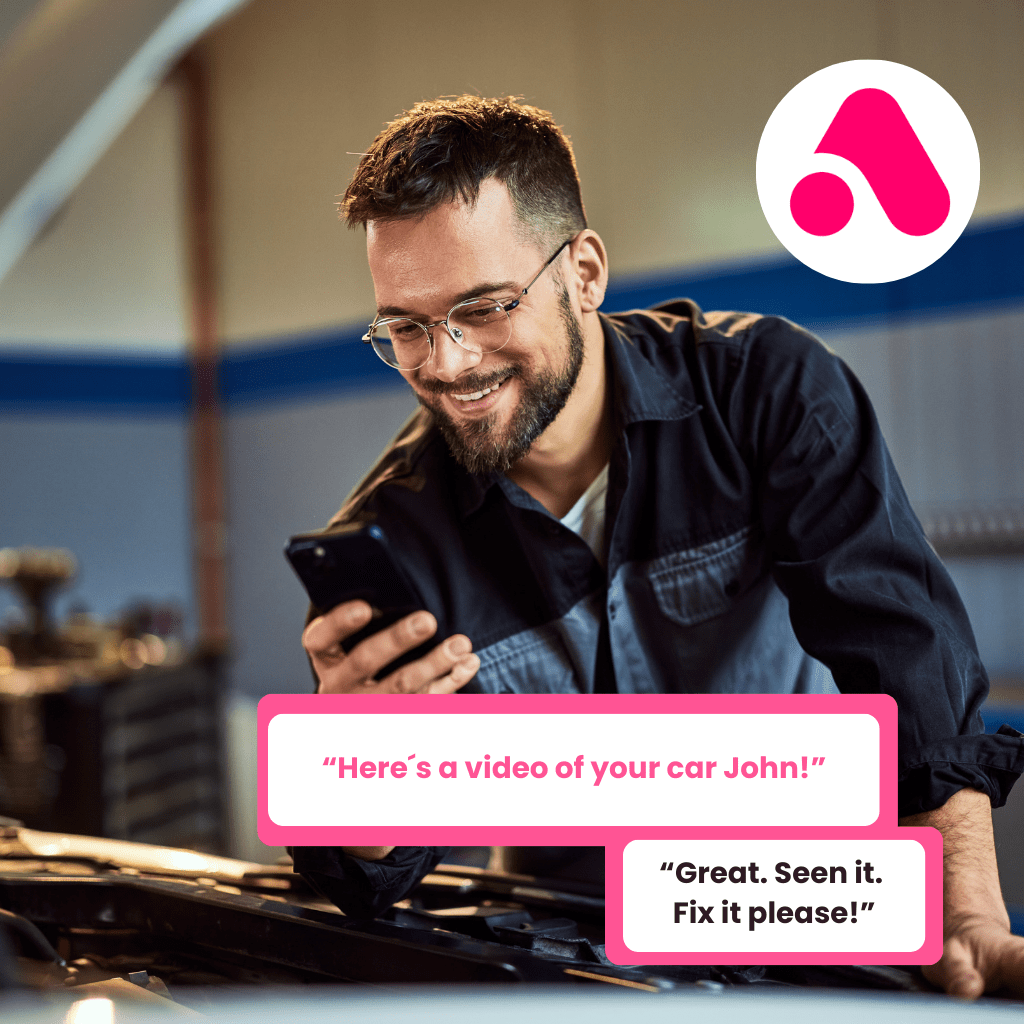 Technician sending a personal video message