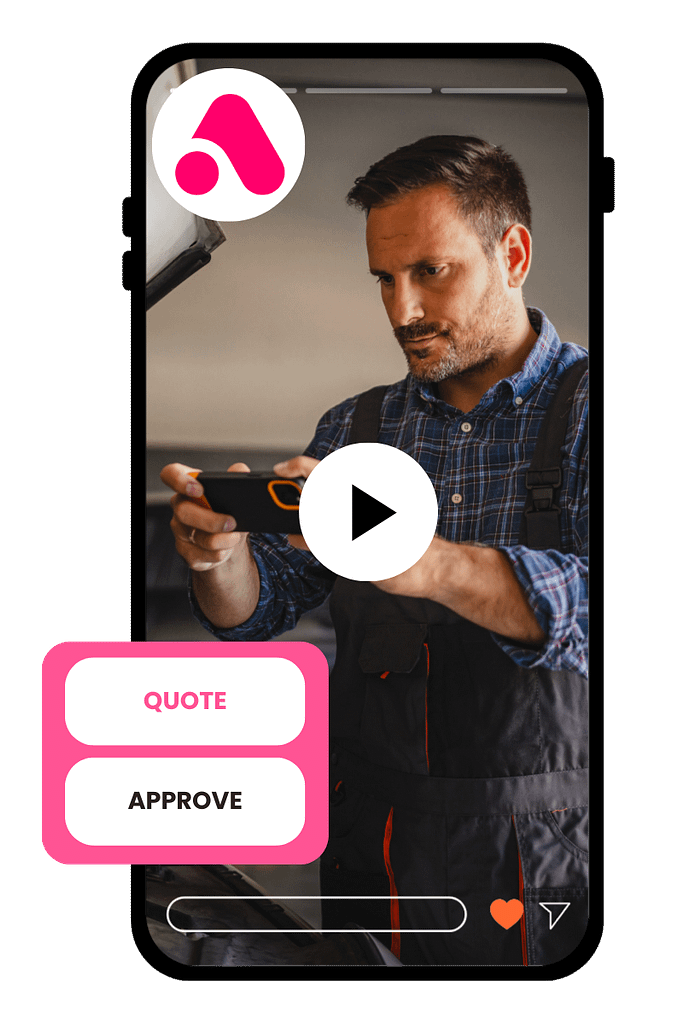 Technician sending a personal video message